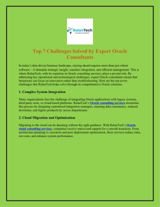 Top 7 Challenges Solved by Expert Oracle Consultants