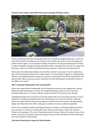 Landscape Planting In Easton