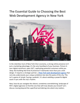 The Essential Guide to Choosing the Best Web Development Agency in New York