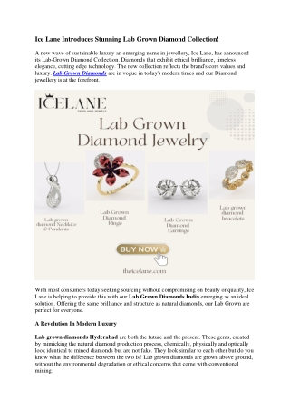 Ice Lane Introduces Stunning Lab Grown Diamond Collection