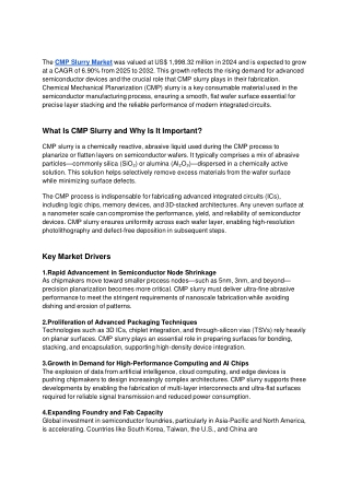 CMP Slurry Market : Size, Trends, and Growth Analysis 2032