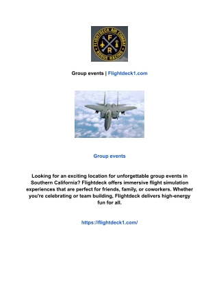 Group events | Flightdeck1.com