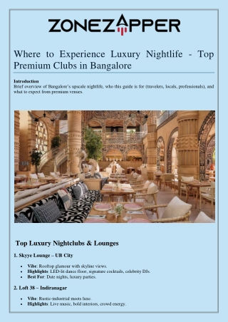 Where to Experience Luxury Nightlife