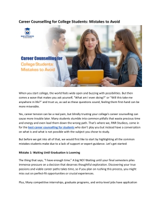 Career Counselling Mistakes College Students Must Avoid