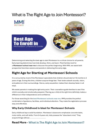 What is The Right Age to Join Montessori