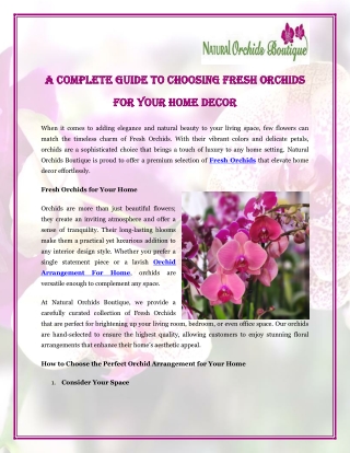 A Complete Guide to Choosing Fresh Orchids for Your Home Decor