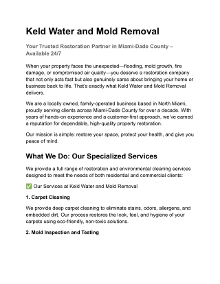 Keld Water and Mold Removal
