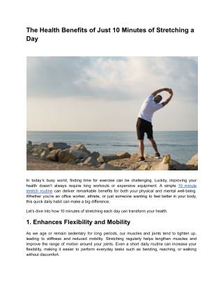 The Health Benefits of Just 10 Minutes of Stretching a Day