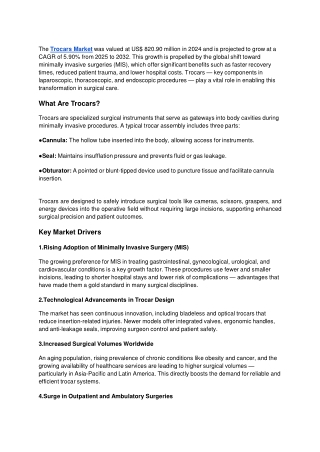 Trocars Market : Size, Trends, and Growth Analysis 2032