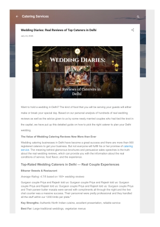 Wedding Diaries Real Reviews of Top Caterers in Delhi