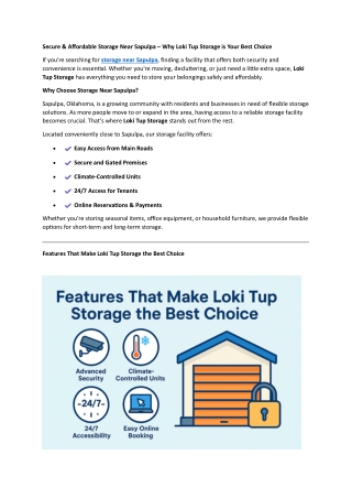 Secure & Affordable Storage Near Sapulpa – Why Loki Tup Storage is Your Best Cho