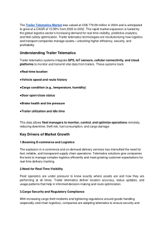 Trailer Telematics Market : Size, Trends, and Growth Analysis 2032