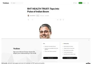 RHT HEALTH TRUST Taps into Pulse of Indian Boom