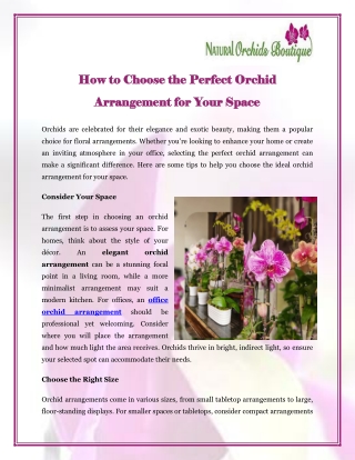 How to Choose the Perfect Orchid Arrangement for Your Space