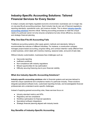 Optimize Your Finances with Industry-Specific Accounting