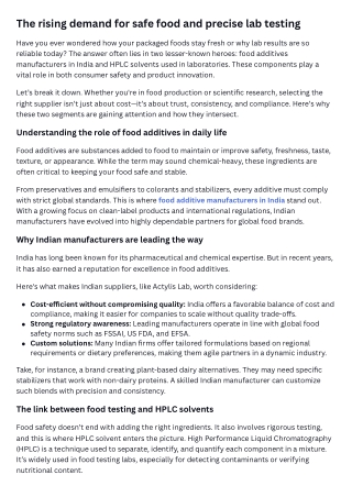 The rising demand for safe food and precise lab testing