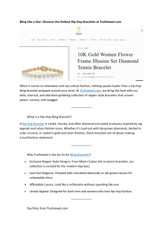 Bling Like a Star Discover the Hottest Hip-Hop Bracelets at TruthJewel.com
