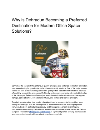 Why is Dehradun Becoming a Preferred Destination for Modern Office Space Solutions
