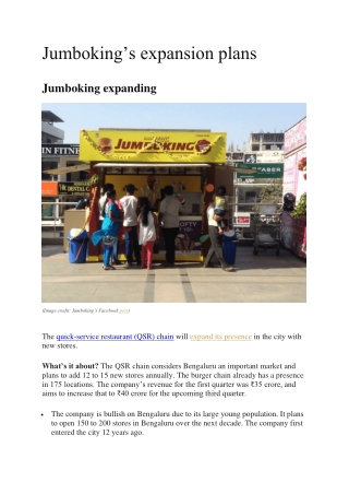 Jumboking’s expansion plans