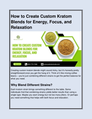 How to Create Custom Kratom Blends for Energy, Focus, and Relaxation