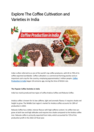 Explore The Coffee Cultivation and Varieties in India