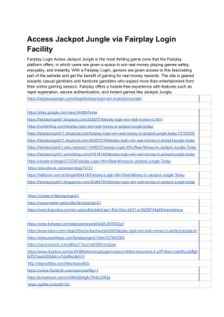 Access Jackpot Jungle via Fairplay Login Facility