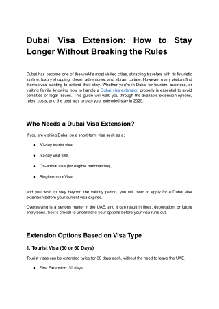 Dubai Visa Extension