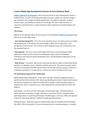 Custom Mobile App Development Services for Every Business Need