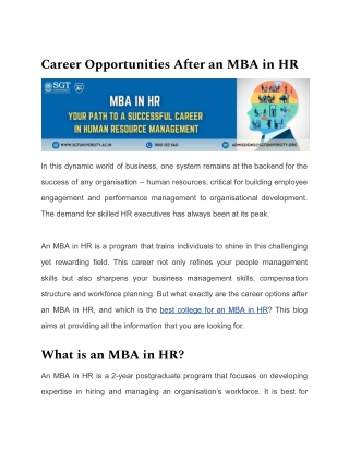 Career Opportunities After an MBA in HR