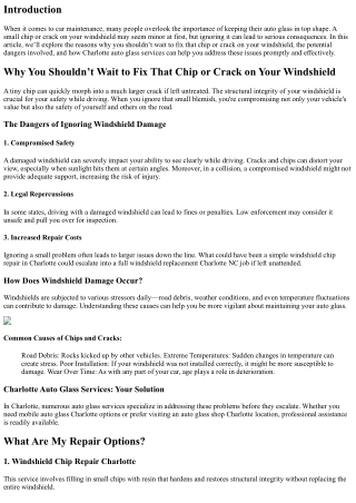 Why You Shouldn’t Wait to Fix That Chip or Crack on Your Windshield