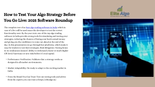 How to Test Your Algo Strategy Before You Go Live 2025 Software Roundup
