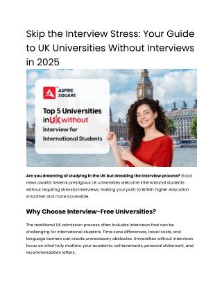 Skip the Interview Stress_ Your Guide to UK Universities Without Interviews in 2025