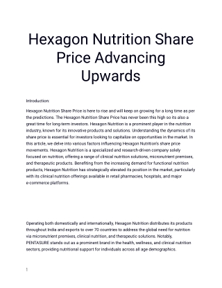 Track the Latest Hexagon Nutrition Share Price Exclusively on Planify