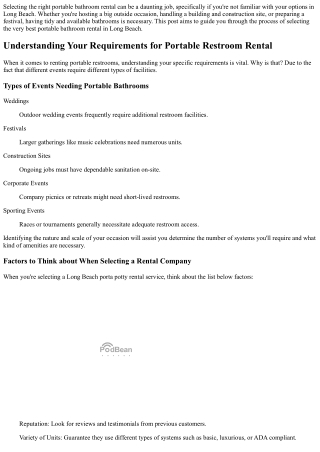 How to Select the Best Portable Bathroom Rental in Long Beach