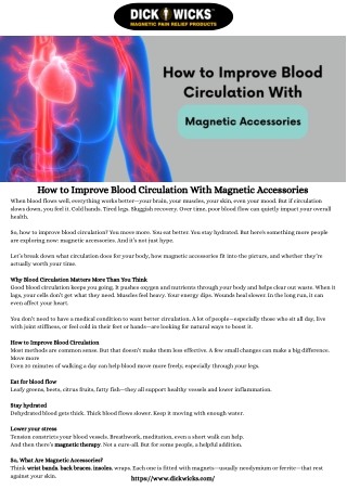 How to Improve Blood Circulation With Magnetic Accessories