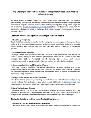 Key Challenges and Solutions in Project Management Across Saudi Arabia’s Industrial Sectors