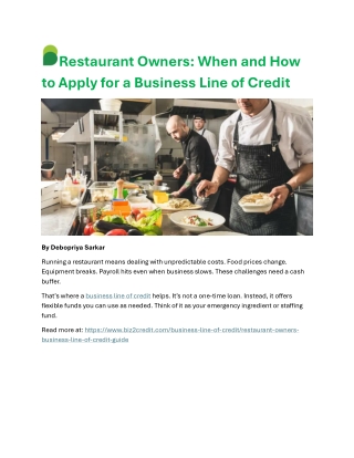 Restaurant Owner Here's When and How to Apply for a Line of Credit