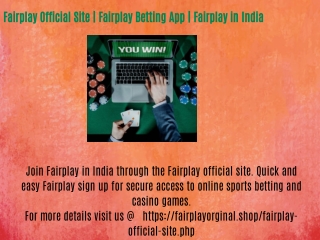 Fairplay Official Site | Fairplay Betting App | Fairplay in India