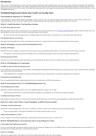 Windshield Replacement Myths That Could Cost You Big Time!