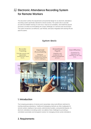 Electronic Attendance Recording System for Remote Workers