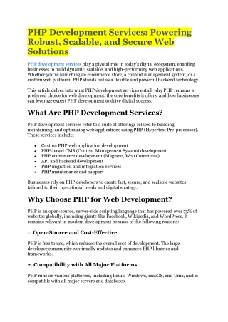 PHP Development Services