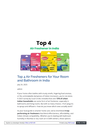 Top 4 Air Fresheners for Your Room and Bathroom in India