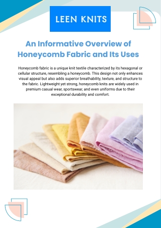 An Informative Overview of Honeycomb Fabric and Its Uses