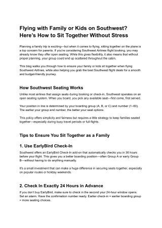 Flying with Family or Kids on Southwest Here’s How to Sit Together Without Stress