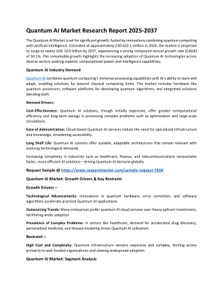 Quantum AI Market Size, A Comprehensive Outlook and Forecast for 2025-2037