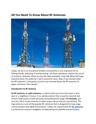 All You Need To Know About RF Antennas