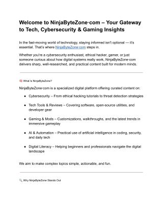 NinjaByteZone‑com | Tech, Cybersecurity & Digital Innovation Hub