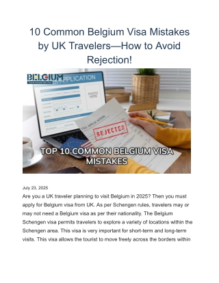 10 Common Belgium Visa Mistakes by UK Travelers