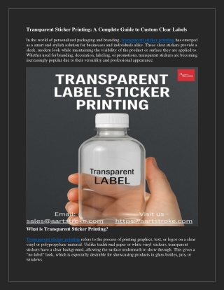 Transparent Sticker Printing A Complete Guide to Custom Clear Labels