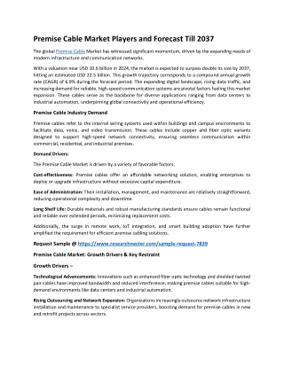Premise Cable Market Share: Key Trends 2037
